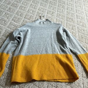 Grey and yellow sweater mock neck